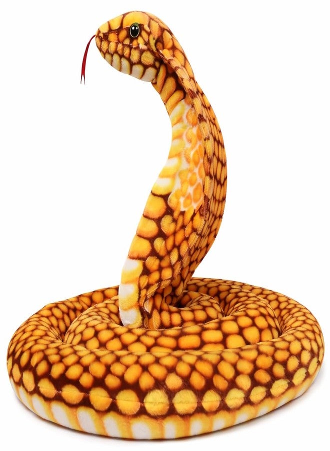 DTR Creation Realistic Snake Soft Toy (Coiled Cobra Style) | Plush Stuffed Animal Toy for Kids | Ultra Soft, Washable & Safe | Home Décor & Gift Toy (Yellow & Brown) - Image 1